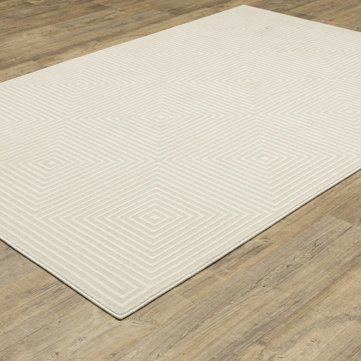 Style Haven Ripley Tone-on-Tone Geometric Ivory Mixed Pile Area Rug