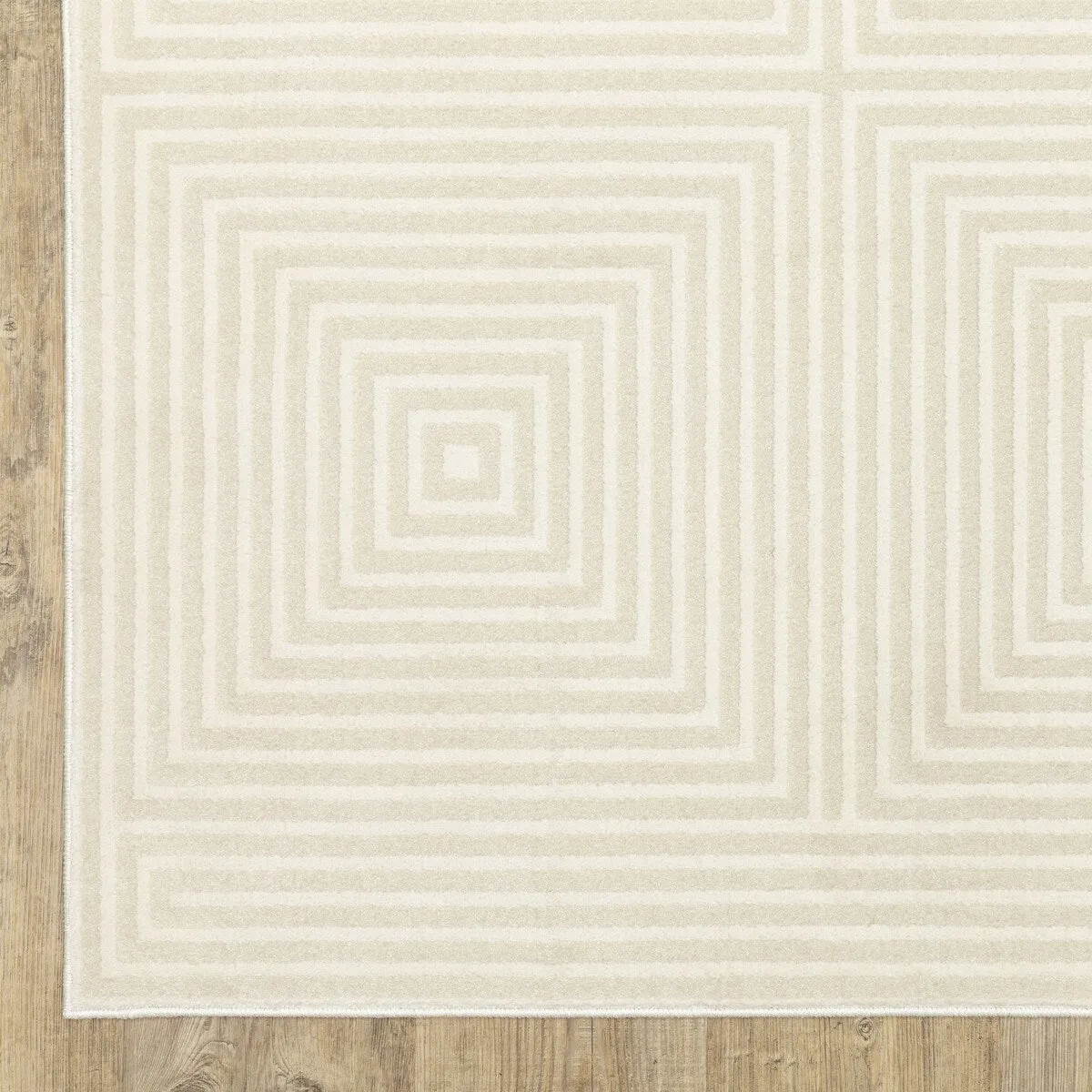 Style Haven Ripley Tone-on-Tone Geometric Ivory Mixed Pile Area Rug