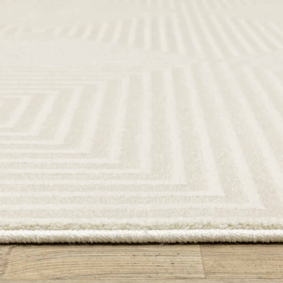 Style Haven Ripley Tone-on-Tone Geometric Ivory Mixed Pile Area Rug