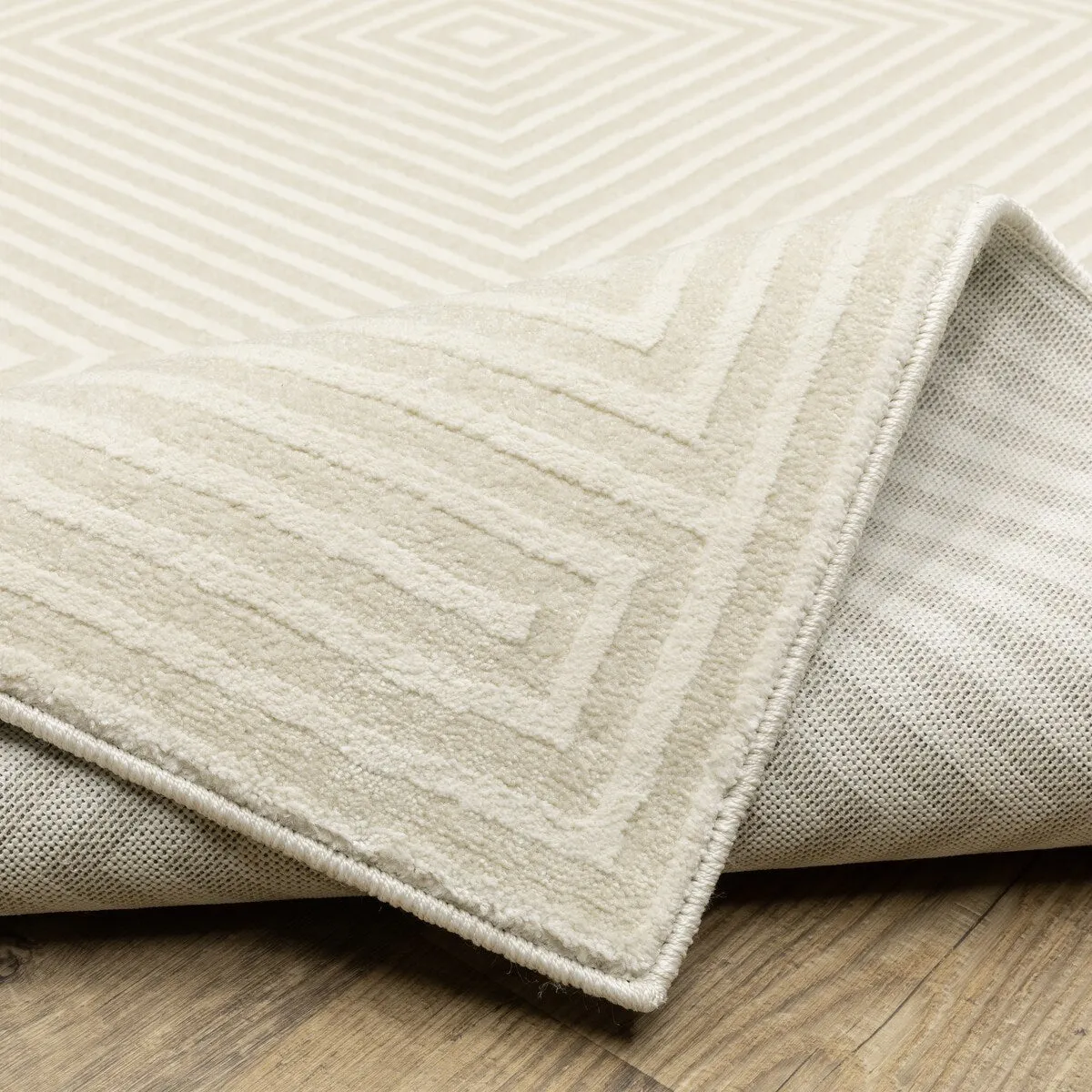 Style Haven Ripley Tone-on-Tone Geometric Ivory Mixed Pile Area Rug