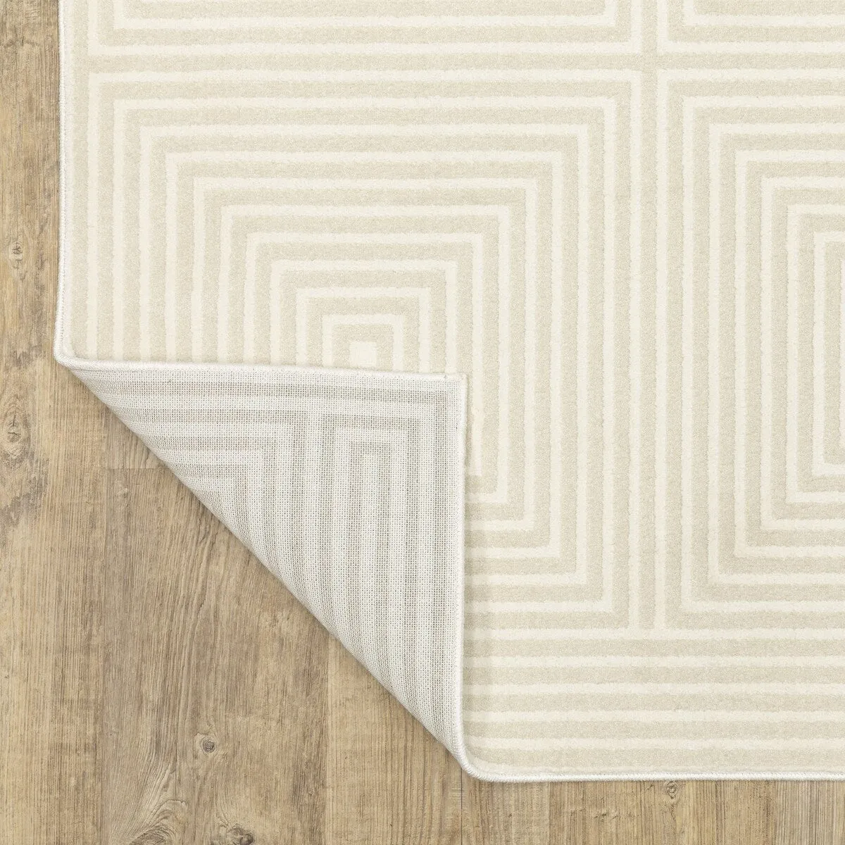 Style Haven Ripley Tone-on-Tone Geometric Ivory Mixed Pile Area Rug