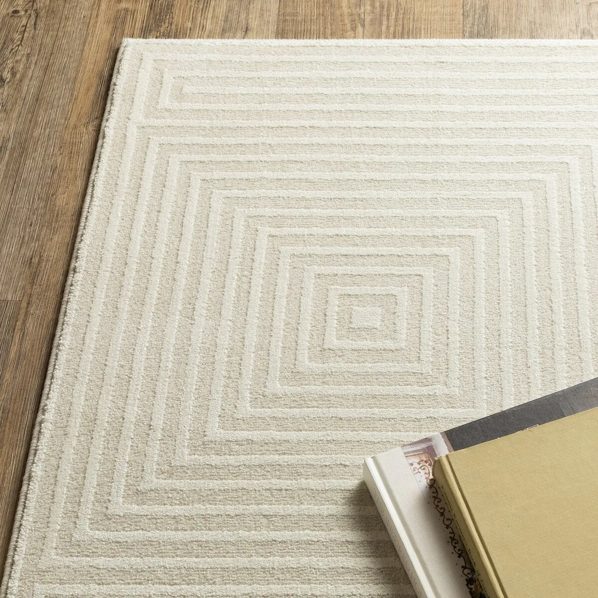 Style Haven Ripley Tone-on-Tone Geometric Ivory Mixed Pile Area Rug