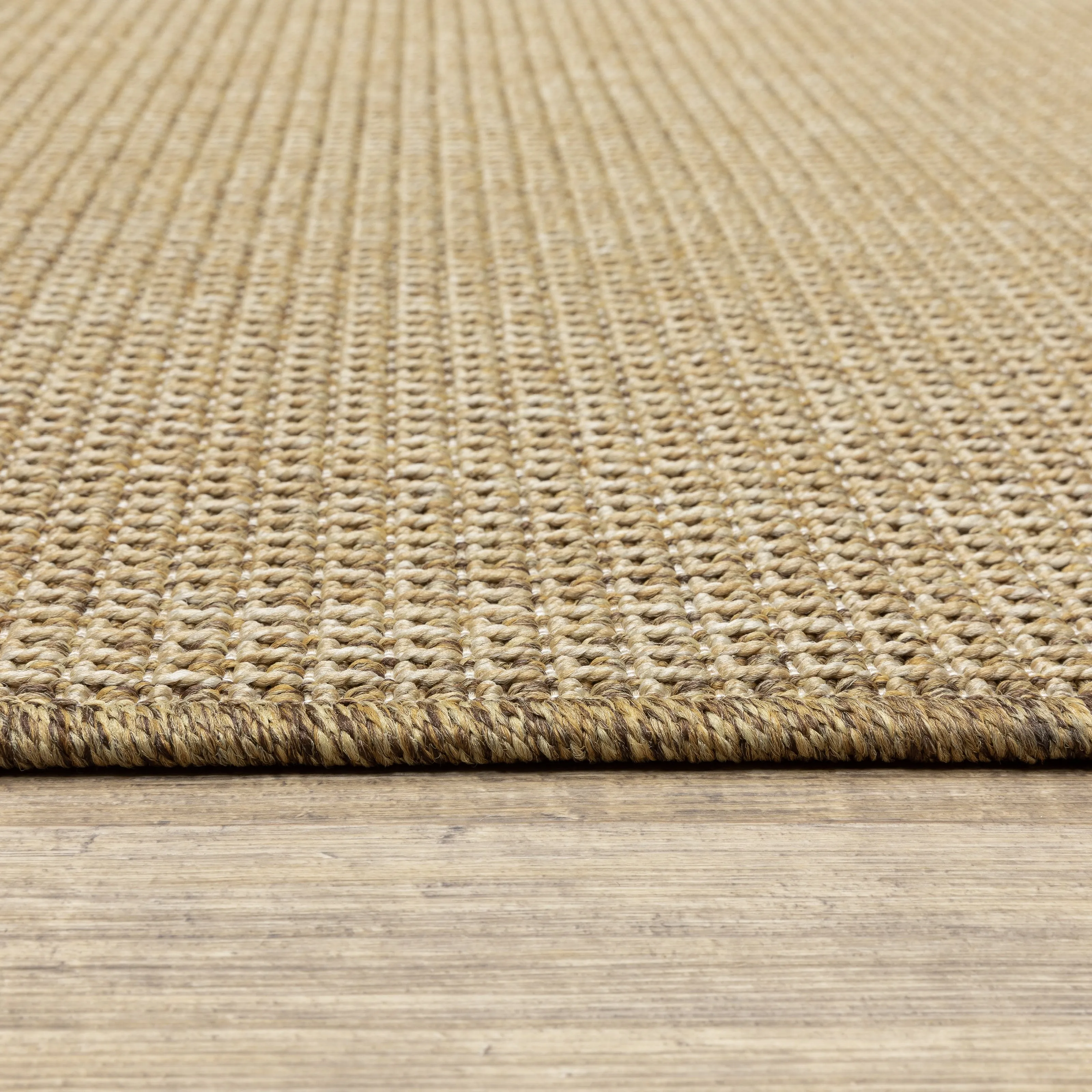 Style Haven Veranda Light Brown Solid Textured Indoor-Outdoor Area Rug