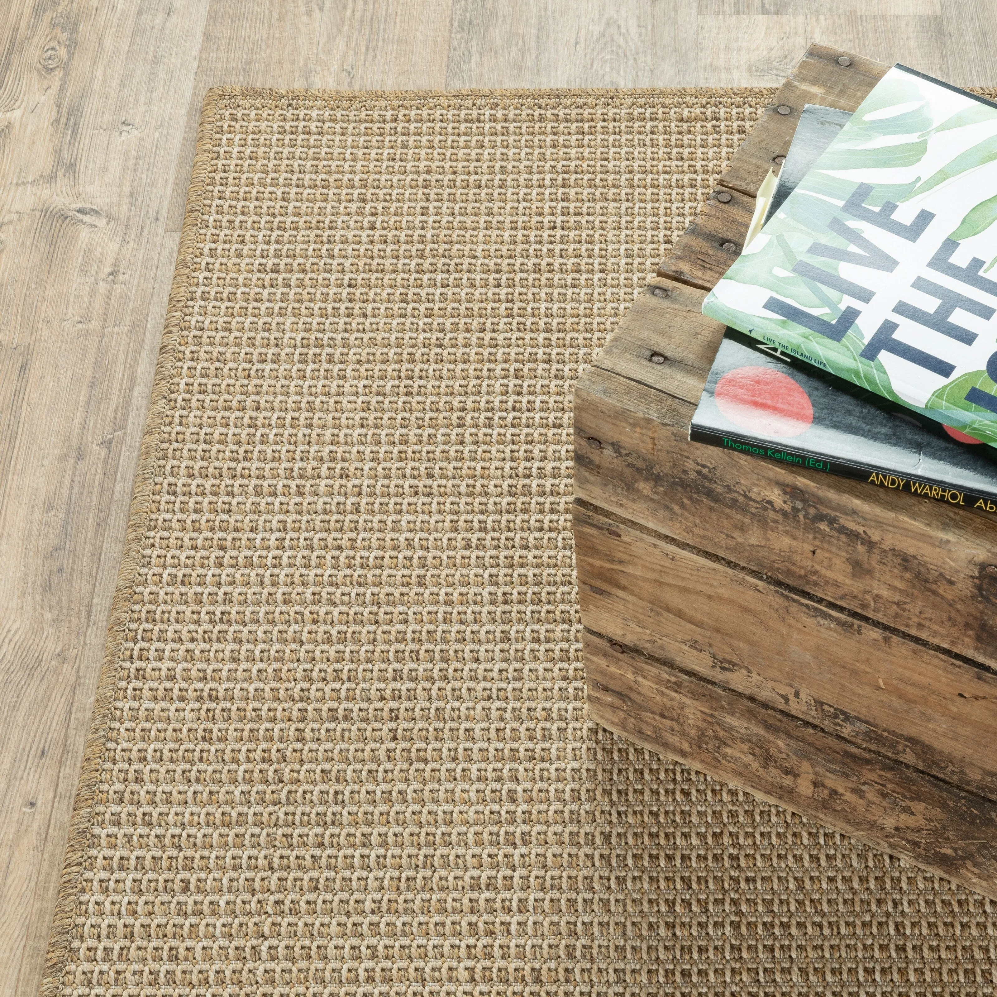 Style Haven Veranda Light Brown Solid Textured Indoor-Outdoor Area Rug