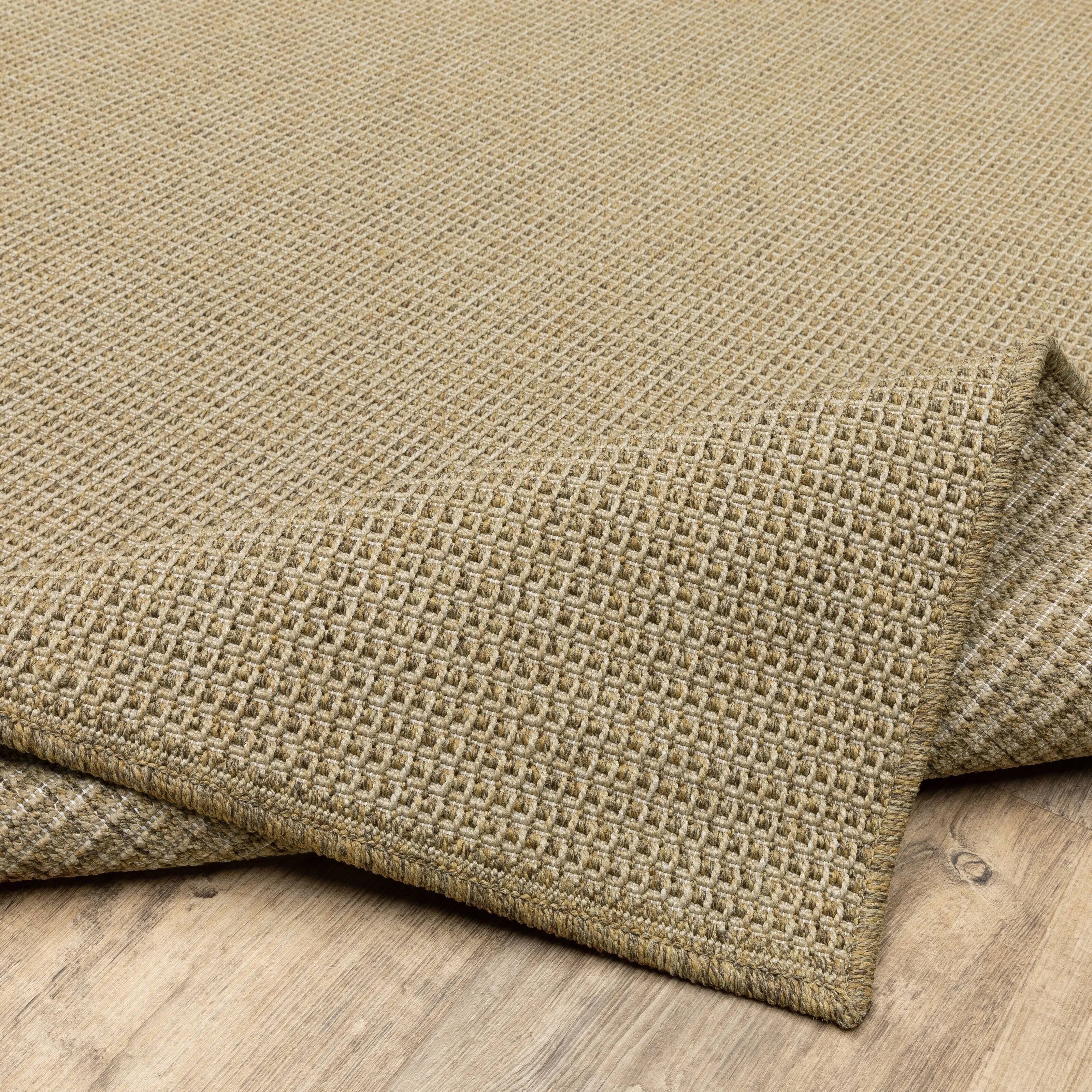 Style Haven Veranda Light Brown Solid Textured Indoor-Outdoor Area Rug