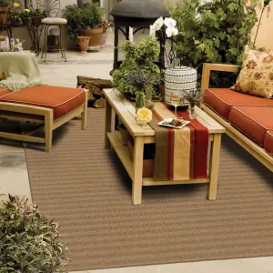 Style Haven Veranda Woven Tonal Striped Indoor-Outdoor Brown Area Rug