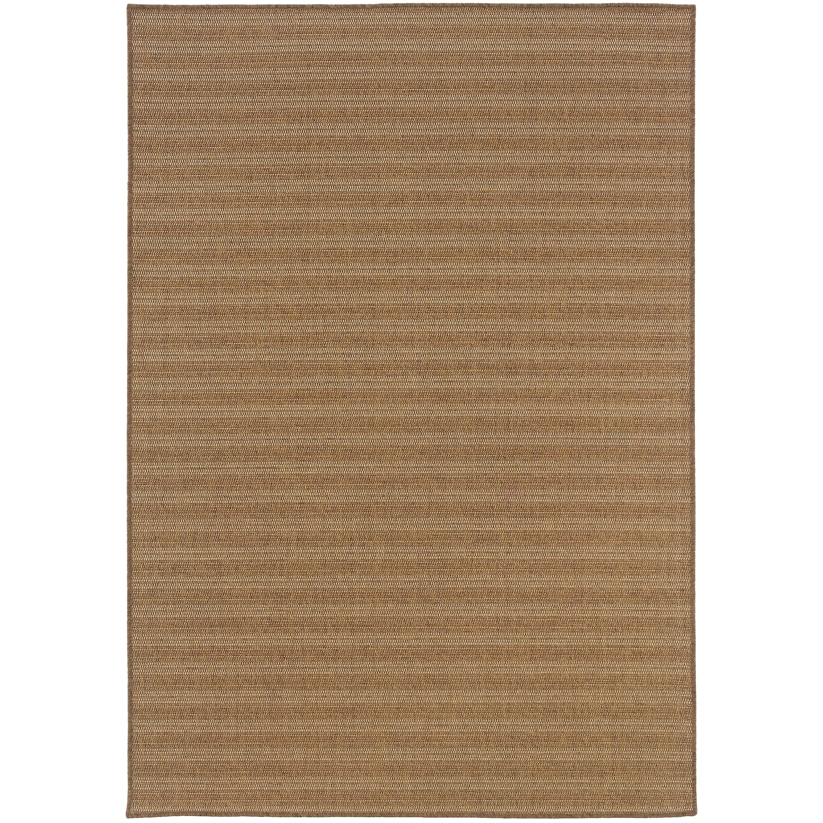 Style Haven Veranda Woven Tonal Striped Indoor-Outdoor Brown Area Rug
