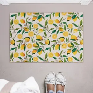 Sumner Machine Washable Ivory and Yellow Lemon Branch Rug
