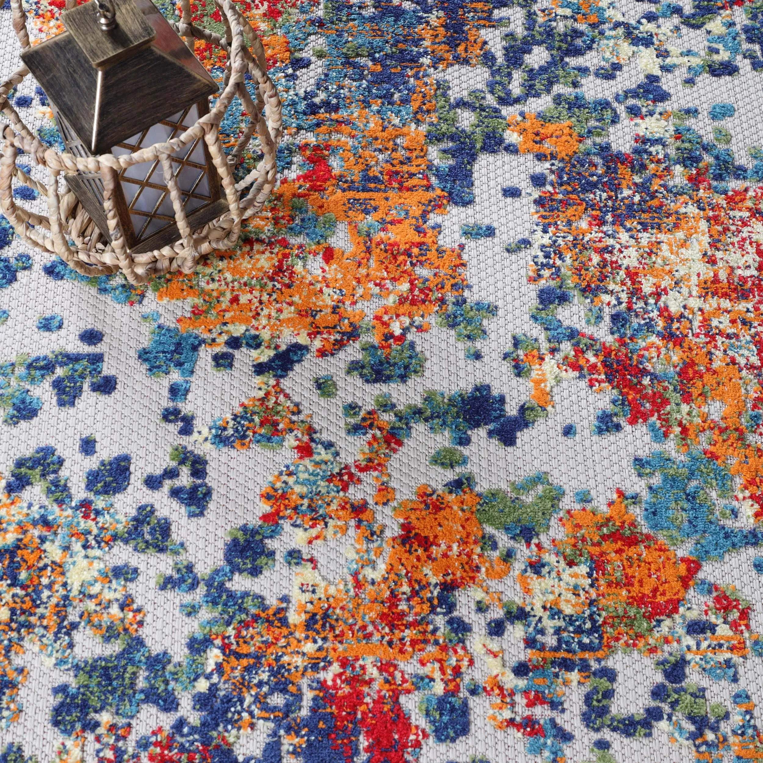 Superior Abstract Splatter Modern Indoor Outdoor Runner or Area Rug