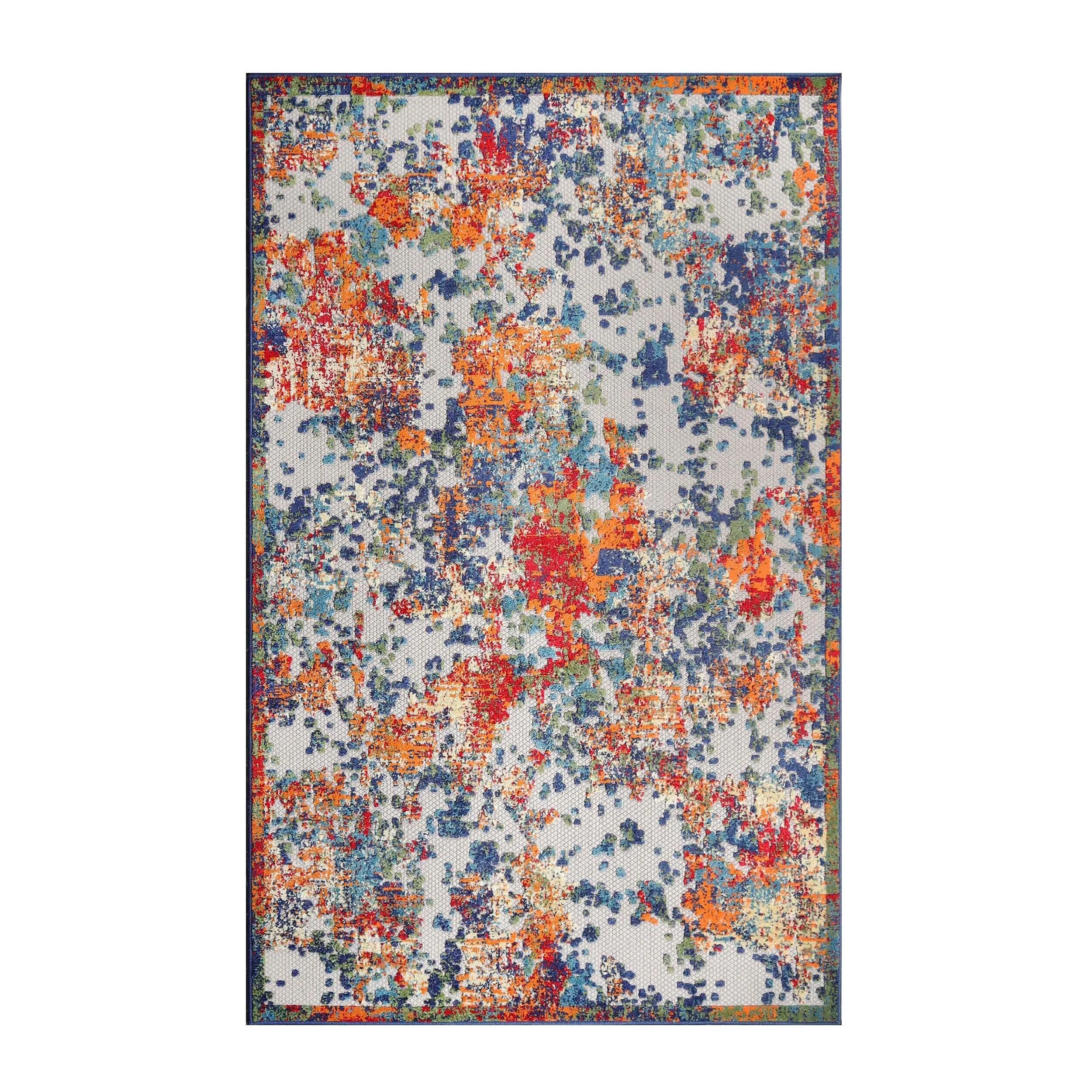 Superior Abstract Splatter Modern Indoor Outdoor Runner or Area Rug