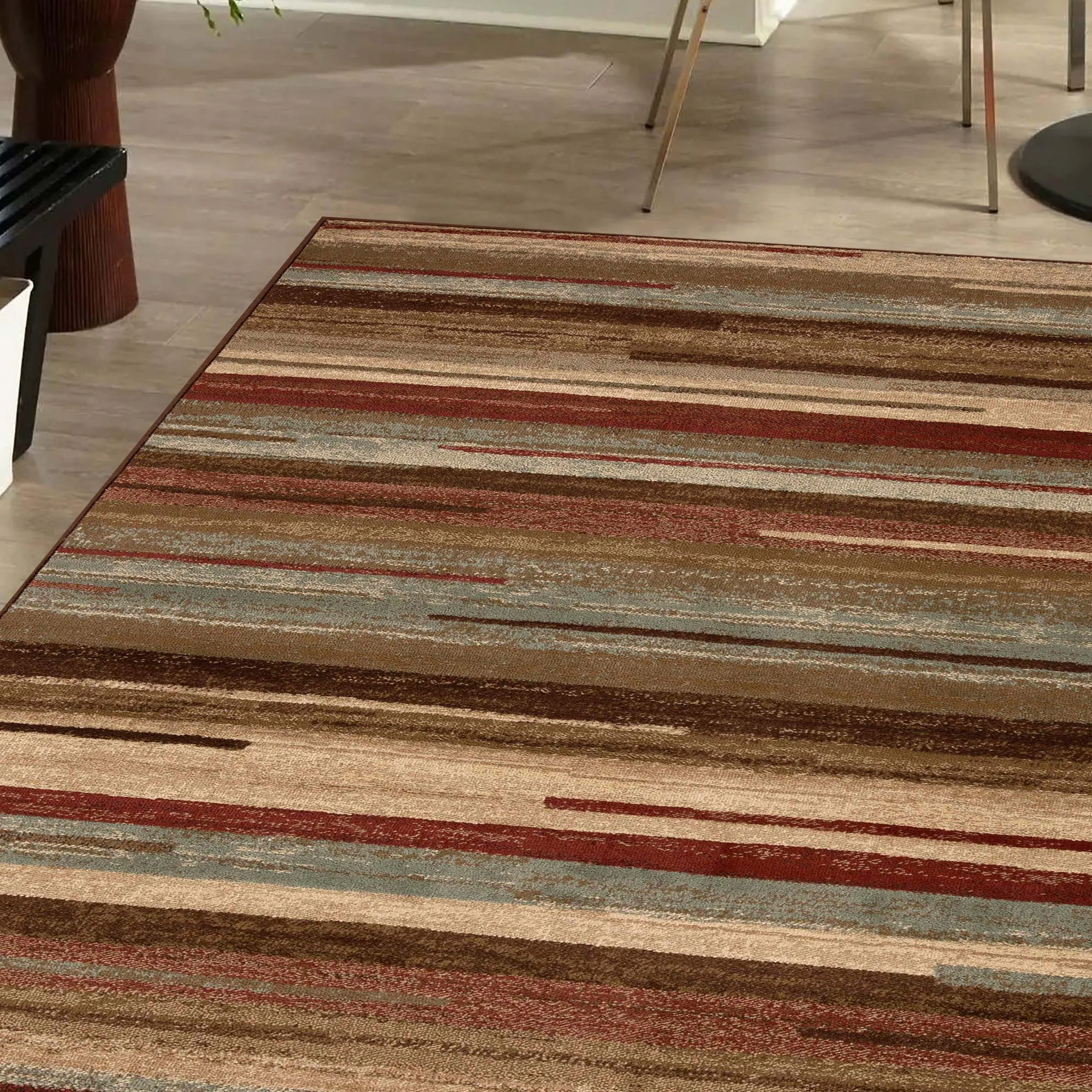 Superior Stripes Abstract Lines Power-Loomed Indoor Area Rug