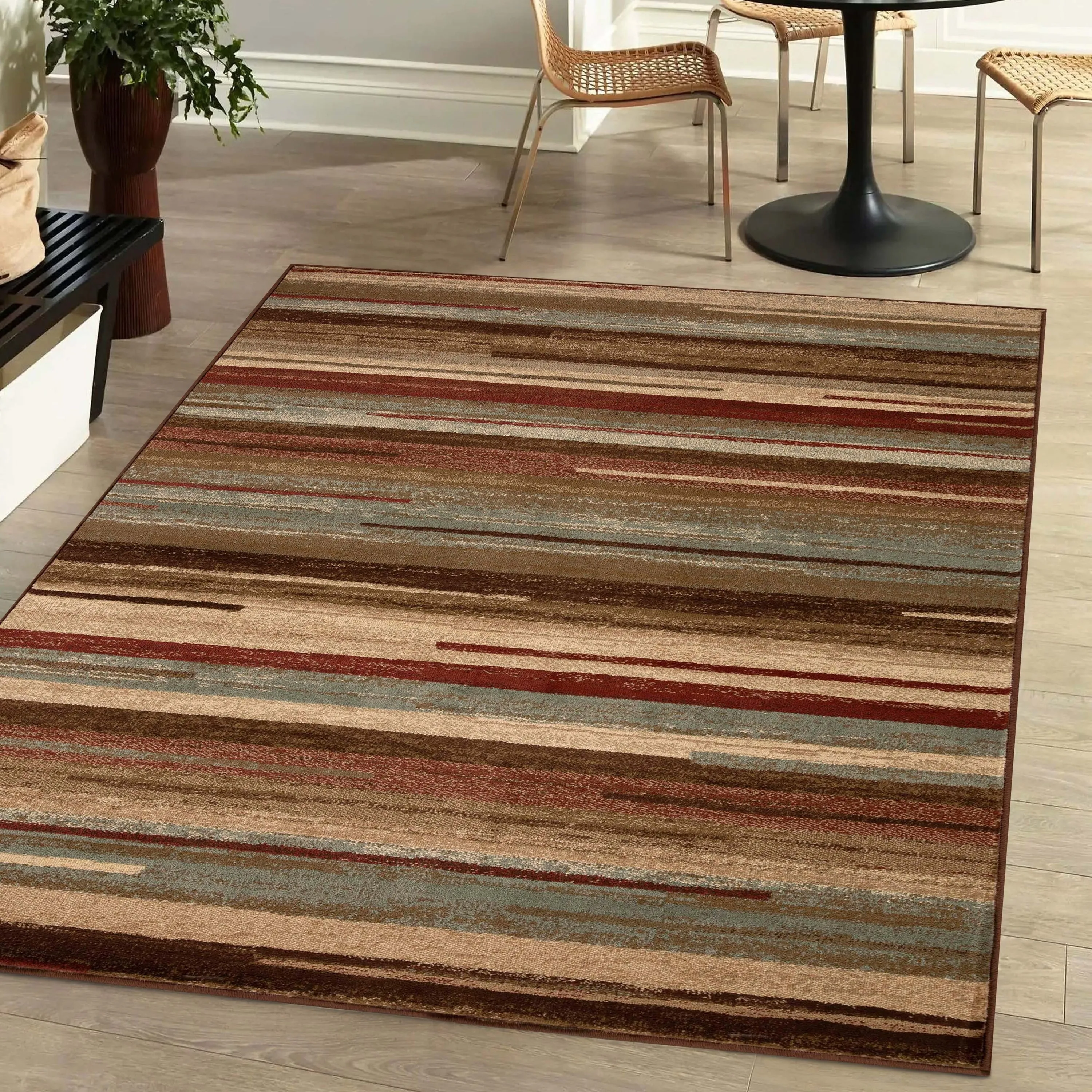 Superior Stripes Abstract Lines Power-Loomed Indoor Area Rug