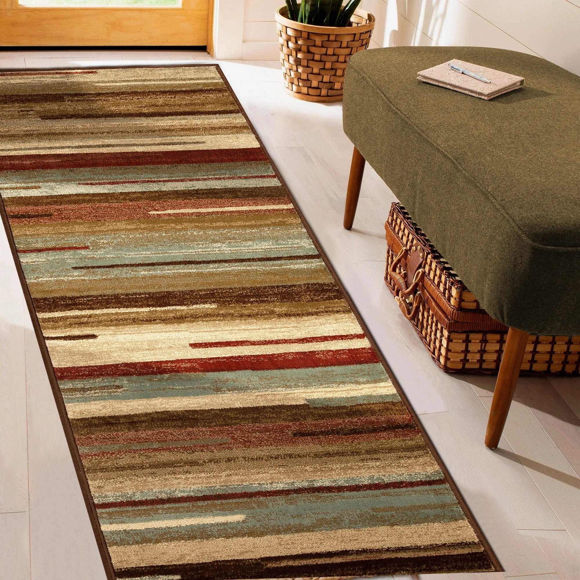 Superior Stripes Abstract Lines Power-Loomed Indoor Area Rug