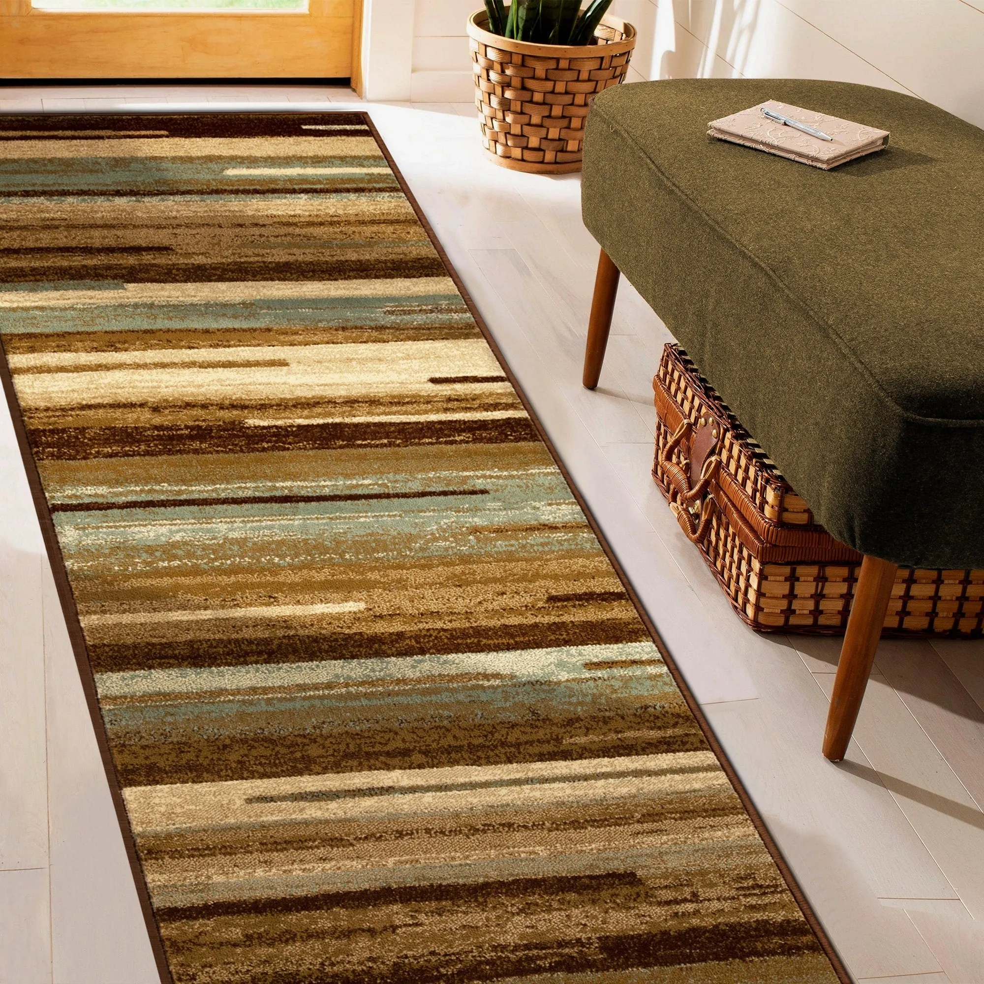 Superior Stripes Abstract Lines Power-Loomed Indoor Area Rug