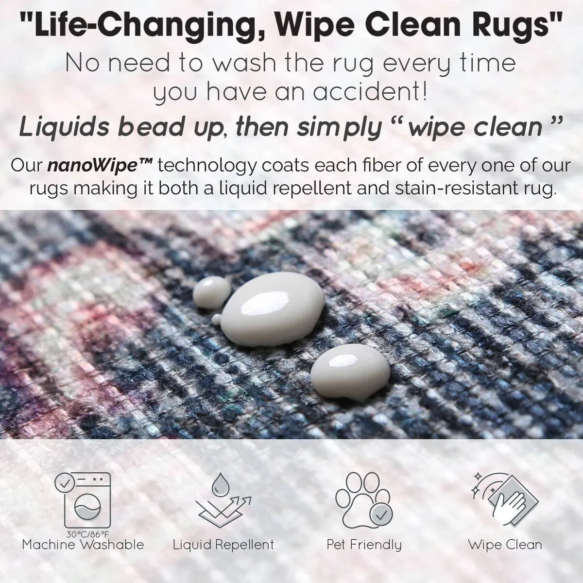 The Rug Collective Abstract Border Echo Blue Grey - Machine Washable Area Rug