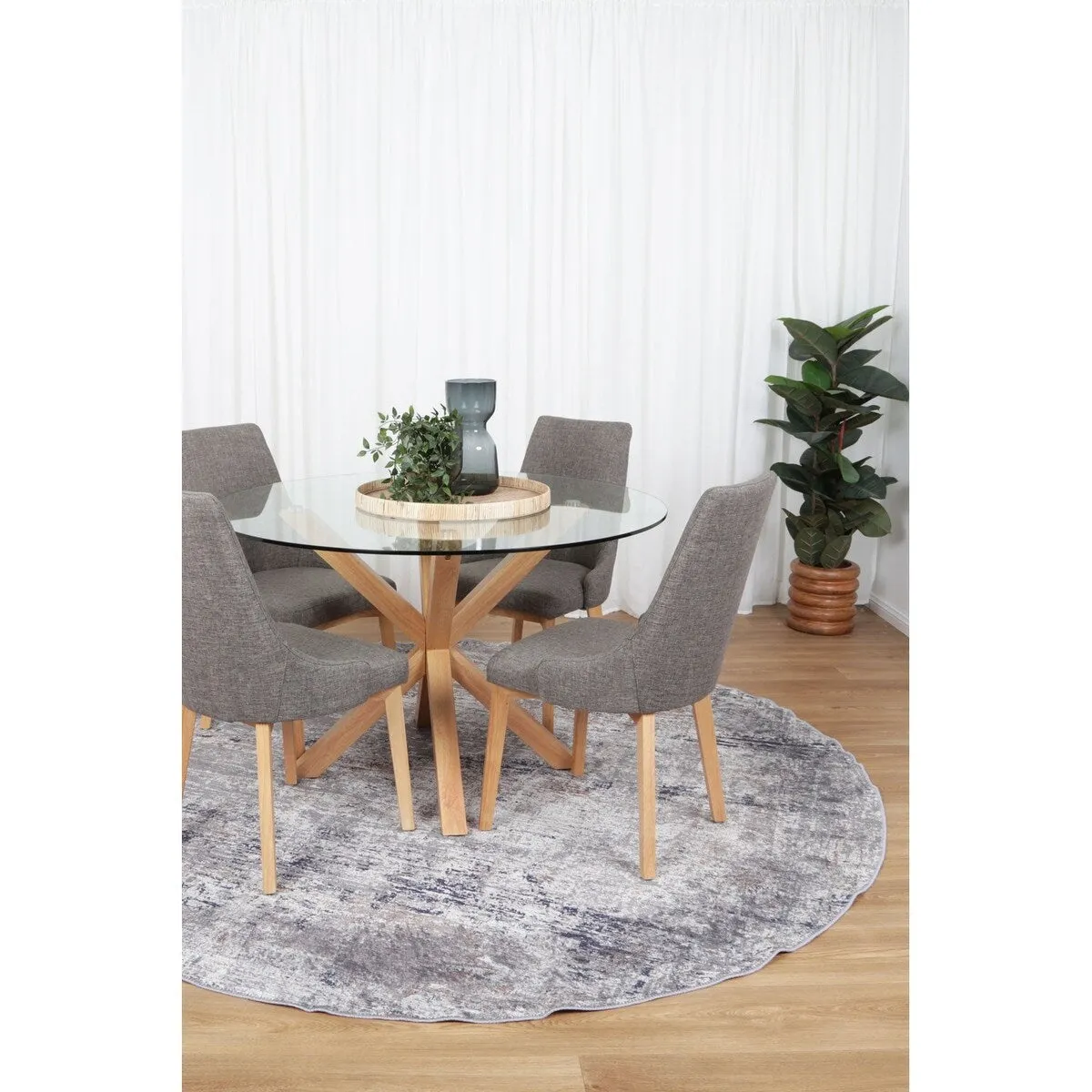 The Rug Collective Abstract Border Echo Blue Grey - Machine Washable Area Rug