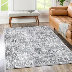 The Rug Collective Distressed Vintage Chilaz Grey Rug Machine Washable Area Rug