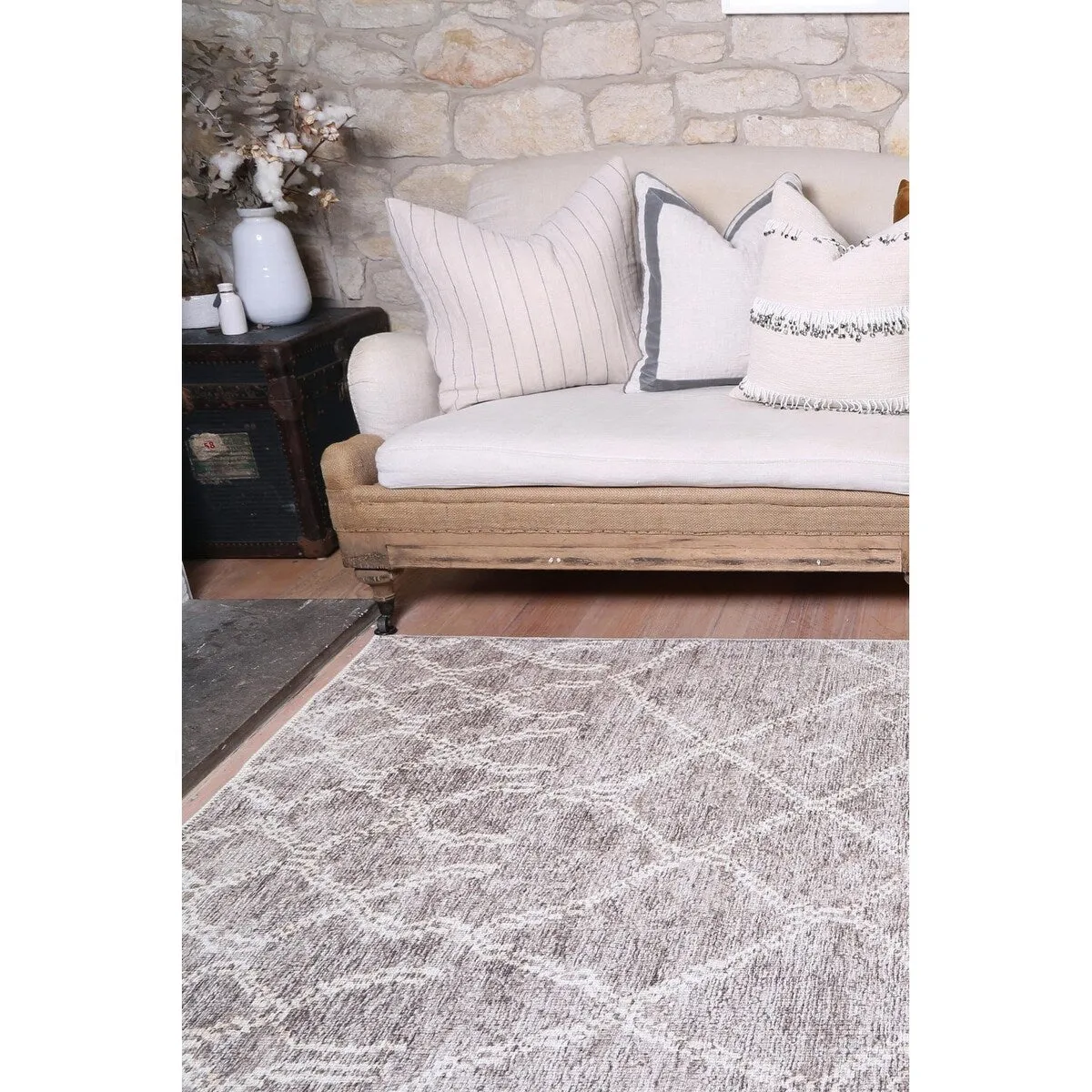 The Rug Collective Nordic Nahla Beige Rug Machine Washable Area Rug