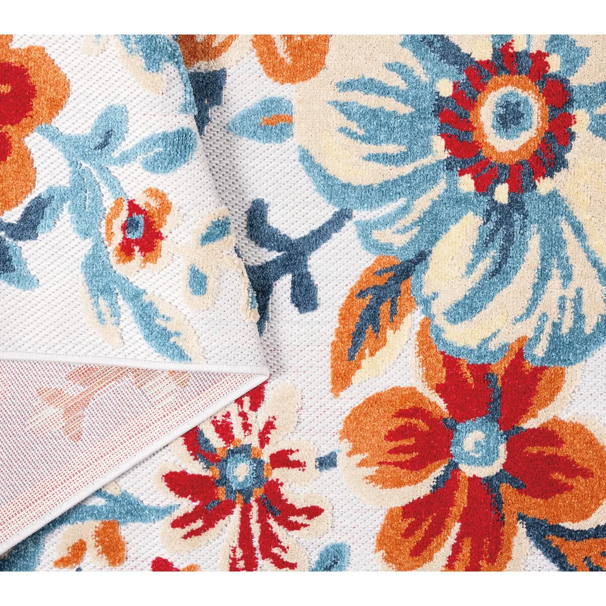 TOWN & COUNTRY EVERYDAY Hibiscus Bloom Modern Floral Indoor Outdoor Area Rug. UV Fade Resistant. High-Low Pile