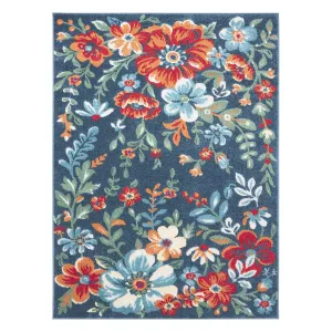 TOWN & COUNTRY EVERYDAY Hibiscus Bloom Modern Floral Indoor Outdoor Area Rug. UV Fade Resistant. High-Low Pile