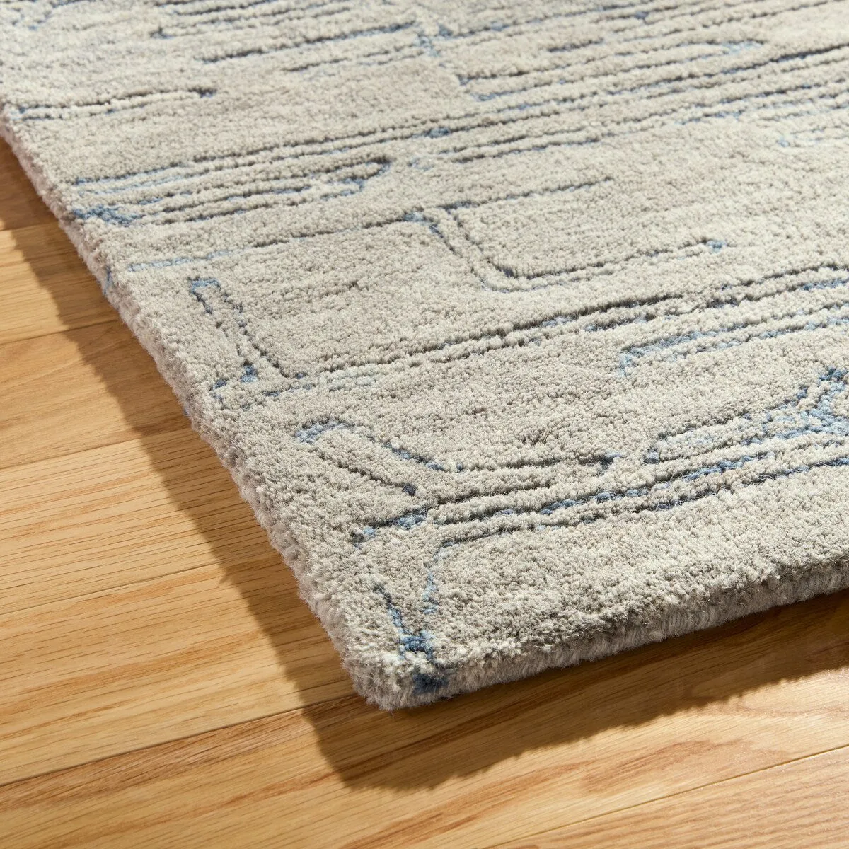 TOWN & COUNTRY LUXE Remi Abstract Line Art Handcrafted Area Rug 9'X12' Beige/Blue