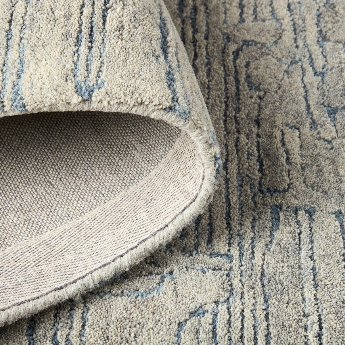TOWN & COUNTRY LUXE Remi Abstract Line Art Handcrafted Area Rug 9'X12' Beige/Blue