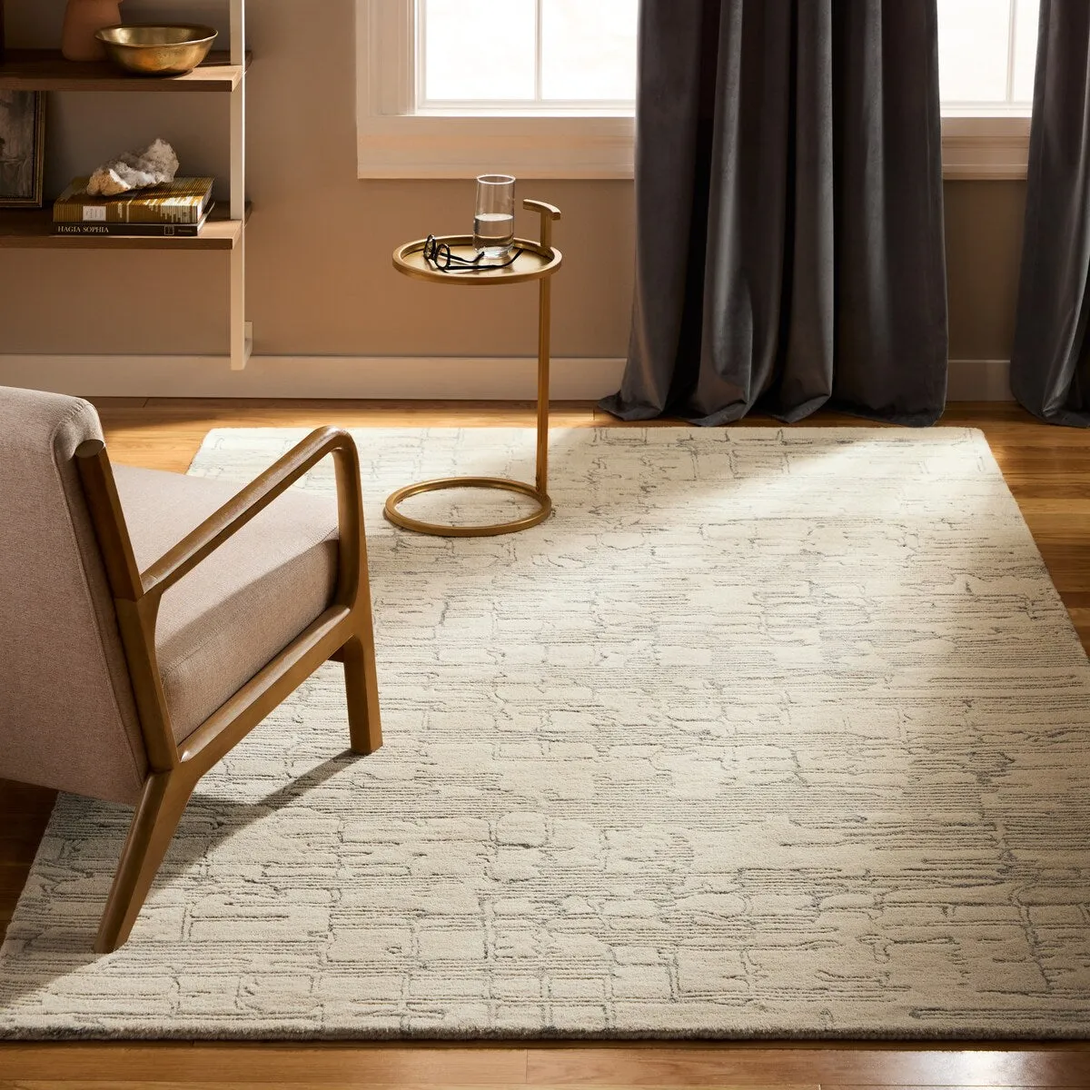TOWN & COUNTRY LUXE Remi Abstract Line Art Handcrafted Area Rug 9'X12' Beige/Blue