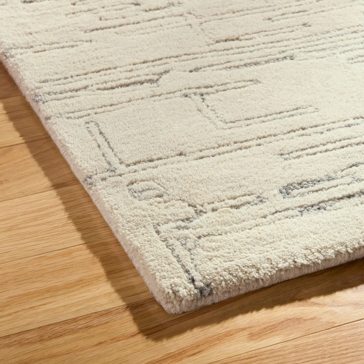 TOWN & COUNTRY LUXE Remi Abstract Line Art Handcrafted Area Rug 9'X12' Beige/Blue