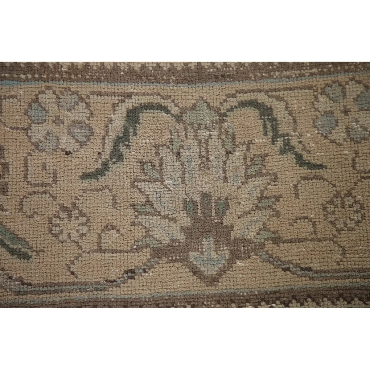 Traditional Distressed Tabriz Persian Vintage Rug Beige Wool Carpet - 9'5 x 12'3
