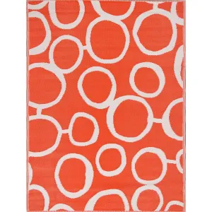 Tropical Circle Orange Indoor / Outdoor Area Rug 5'x7'