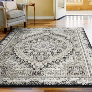 Vaso Collection Black/Cream Area Rug