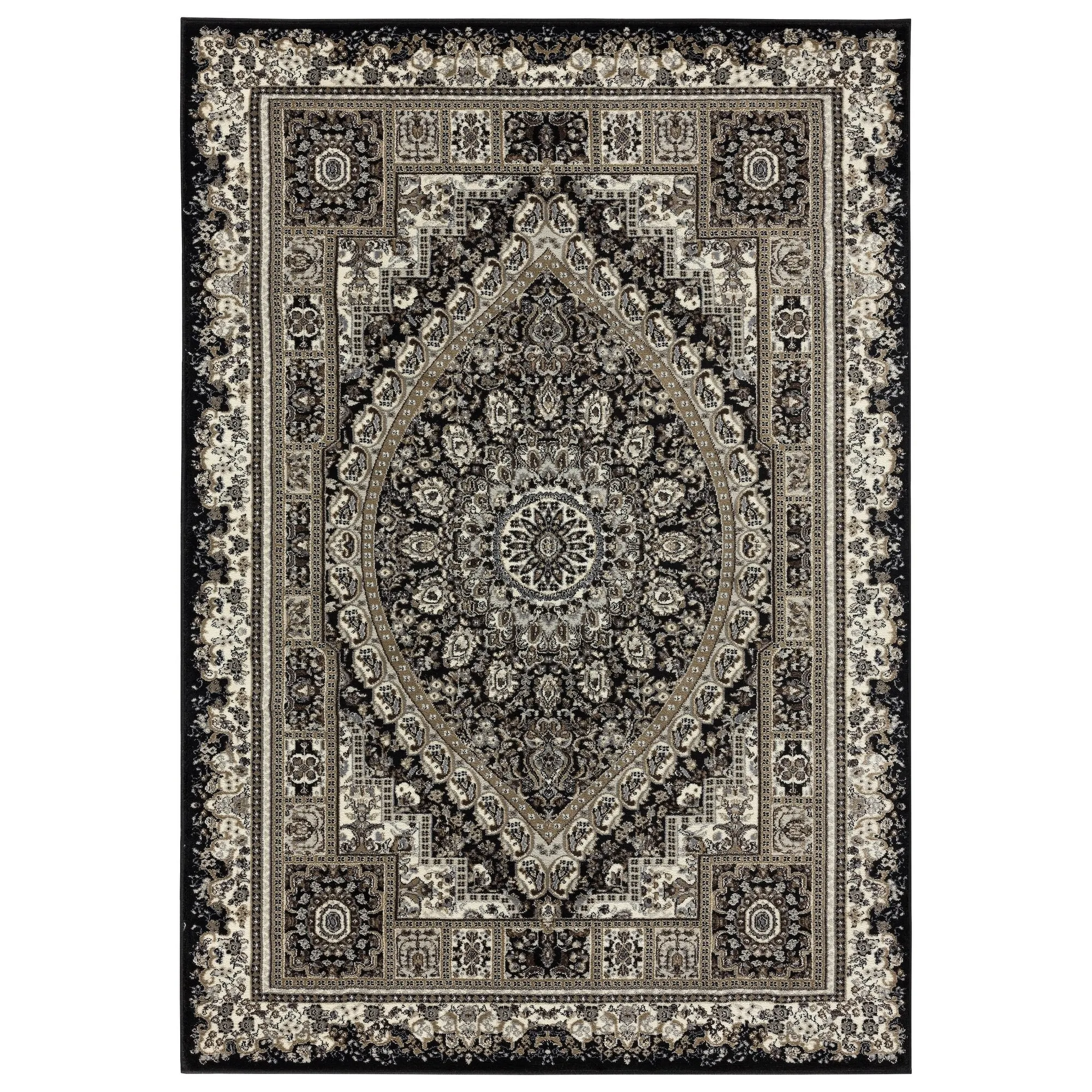 Vaso Collection Black/Cream Area Rug