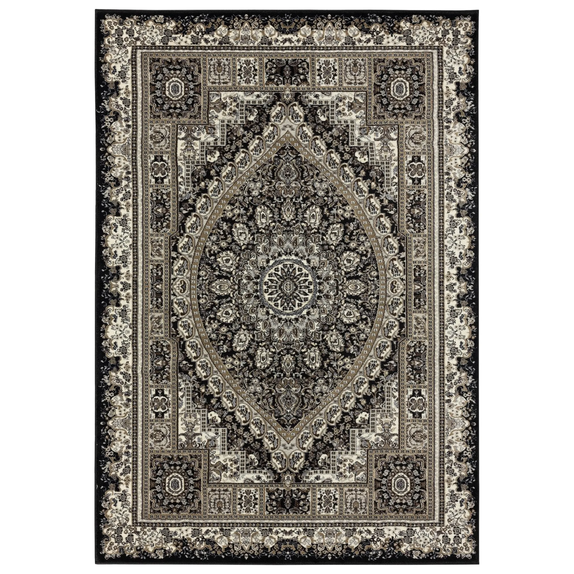 Vaso Collection Black/Cream Area Rug