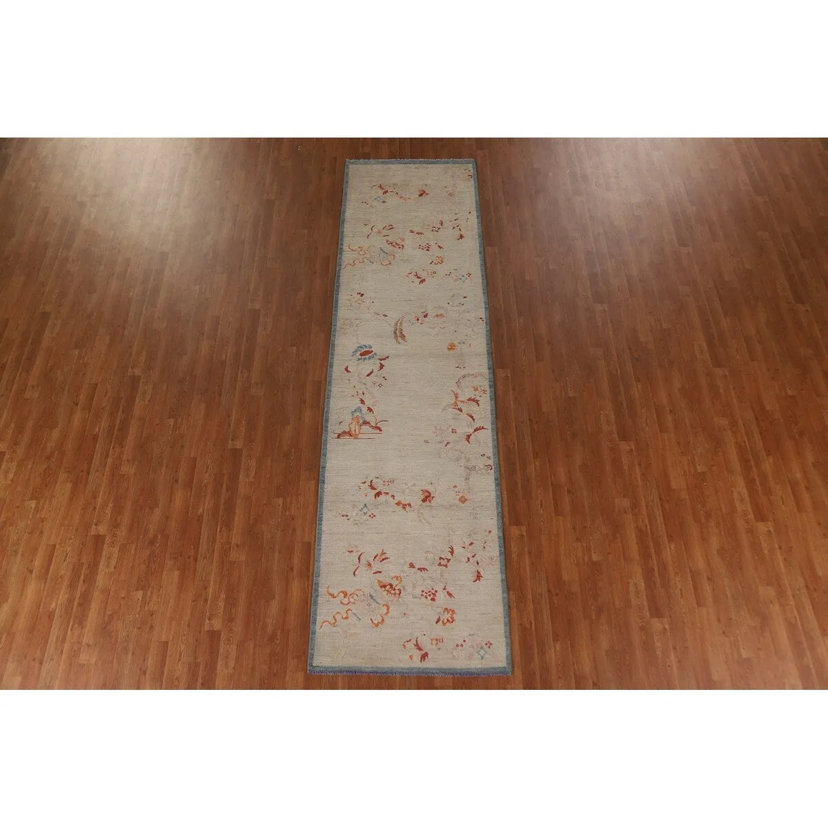 Vegetable Dye Oushak Runner Rug Hand-knotted Wool Carpet - 3'2x 11'10