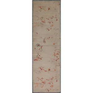 Vegetable Dye Oushak Runner Rug Hand-knotted Wool Carpet - 3'2x 11'10