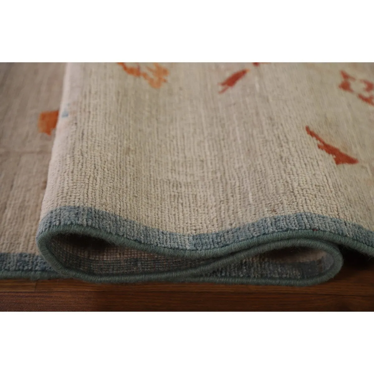 Vegetable Dye Oushak Runner Rug Hand-knotted Wool Carpet - 3'2x 11'10
