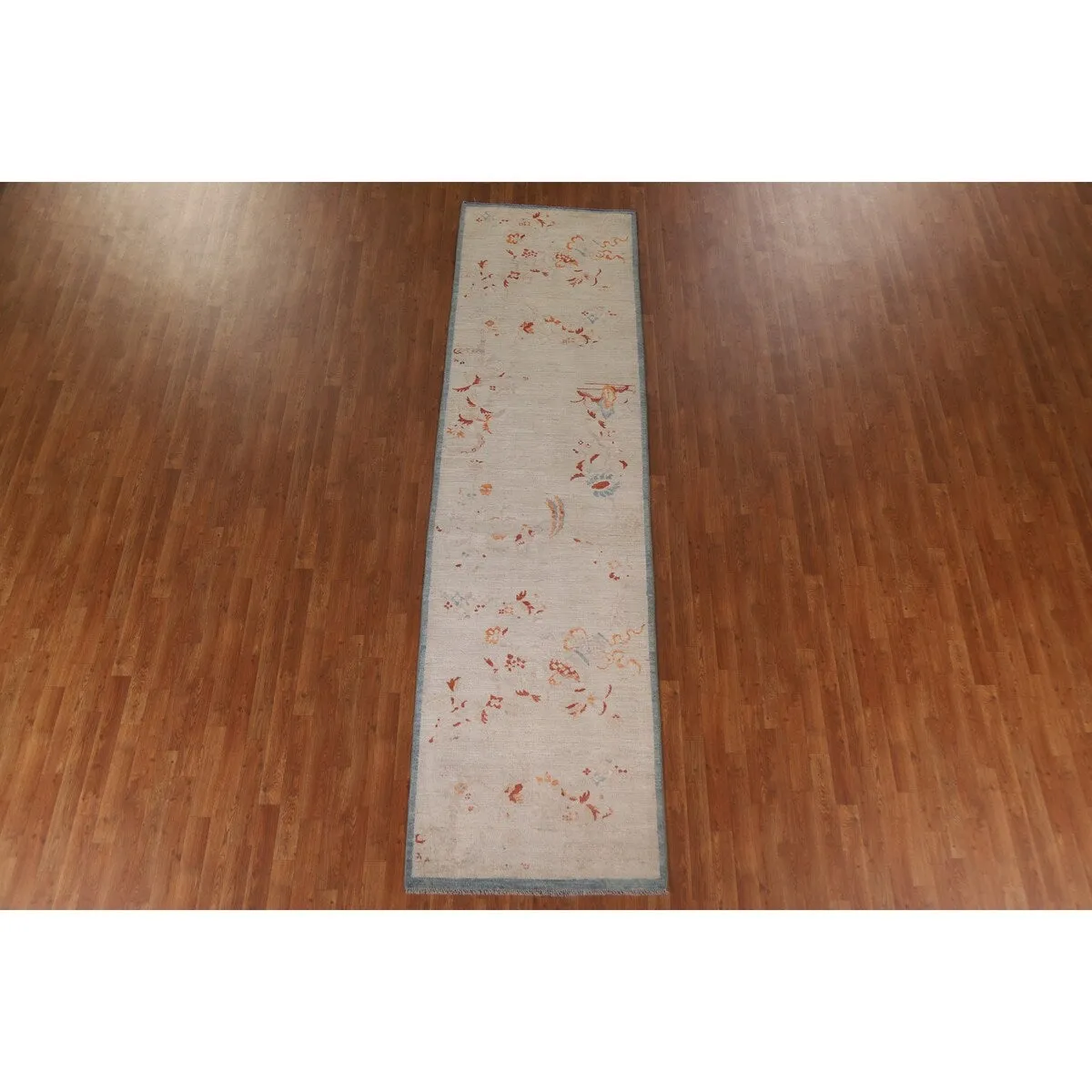Vegetable Dye Oushak Runner Rug Hand-knotted Wool Carpet - 3'2x 11'10