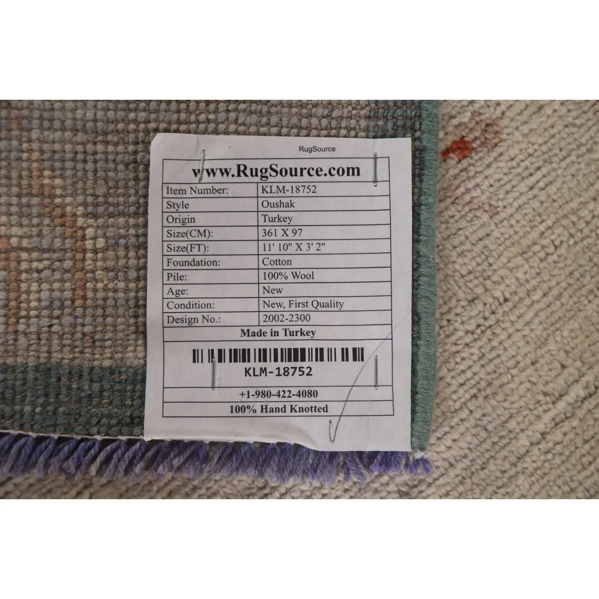 Vegetable Dye Oushak Runner Rug Hand-knotted Wool Carpet - 3'2x 11'10