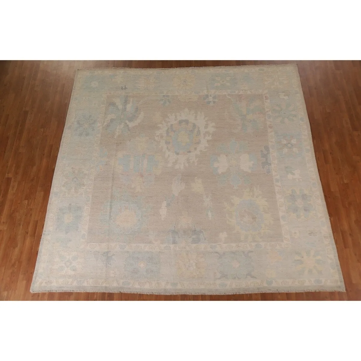 Vegetable Dye Turkish Oushak Square Area Rug Hand-knotted Wool Carpet - 9'10x 10'2