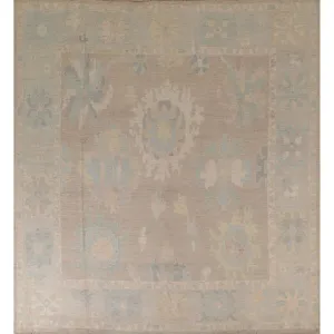 Vegetable Dye Turkish Oushak Square Area Rug Hand-knotted Wool Carpet - 9'10x 10'2