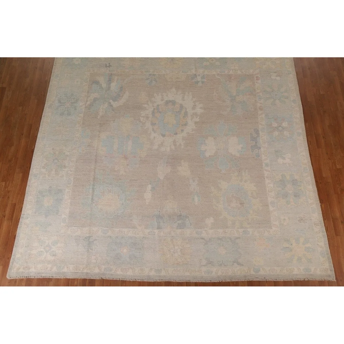 Vegetable Dye Turkish Oushak Square Area Rug Hand-knotted Wool Carpet - 9'10x 10'2