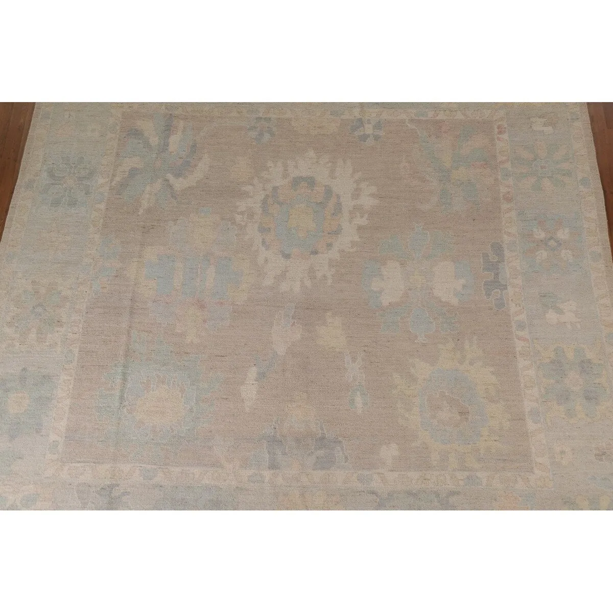 Vegetable Dye Turkish Oushak Square Area Rug Hand-knotted Wool Carpet - 9'10x 10'2