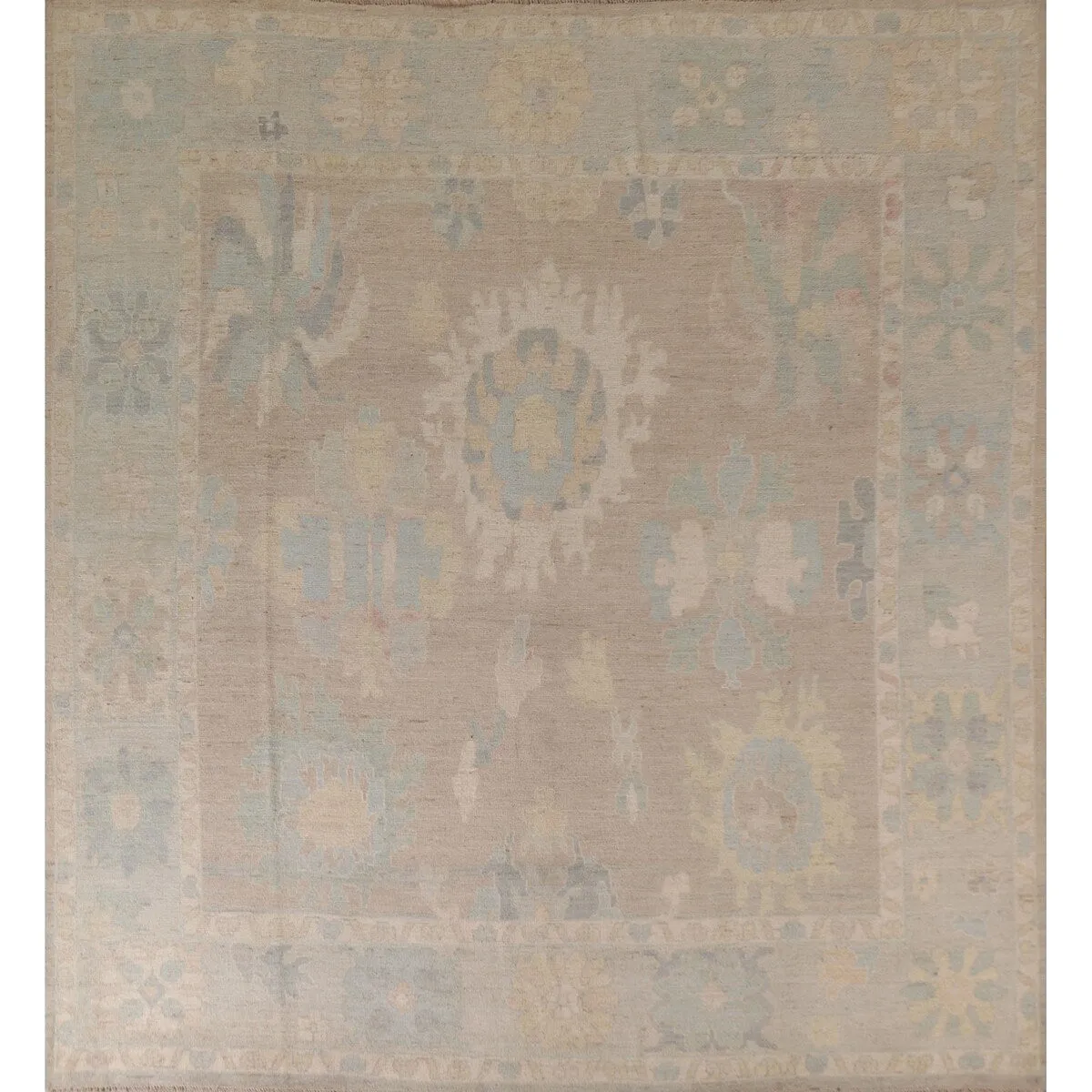 Vegetable Dye Turkish Oushak Square Area Rug Hand-knotted Wool Carpet - 9'10x 10'2