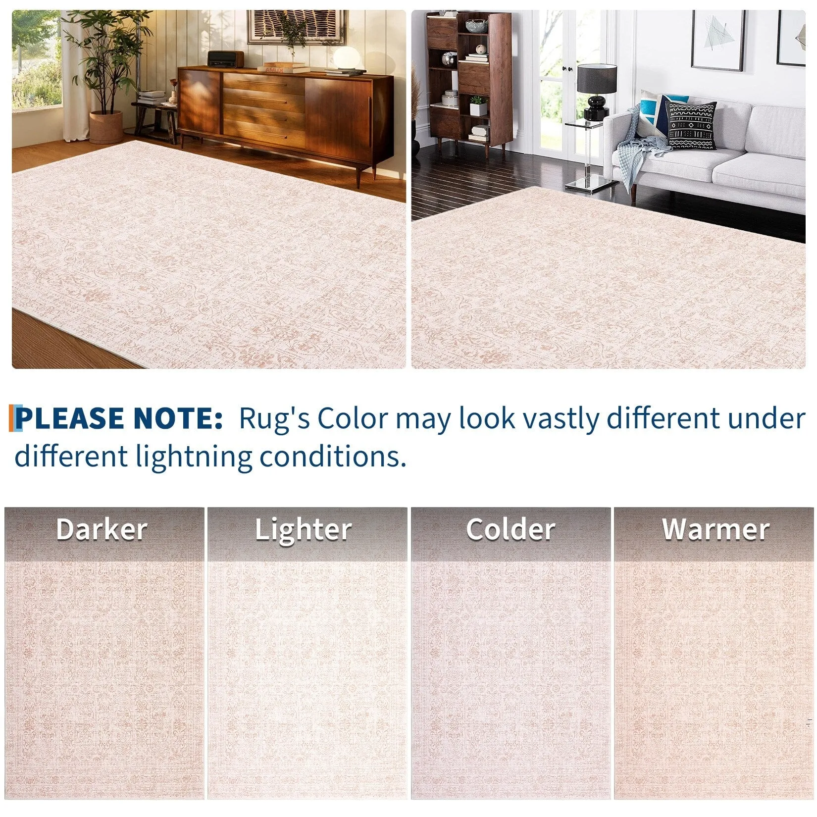 Vintage Area Rug Washable Rug Floral Living Room Rugs Non Slip Low Pile Throw Rugs