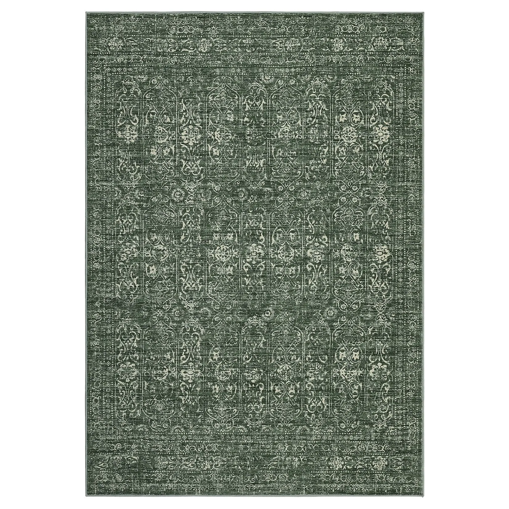 Vintage Area Rug Washable Rug Floral Living Room Rugs Non Slip Low Pile Throw Rugs