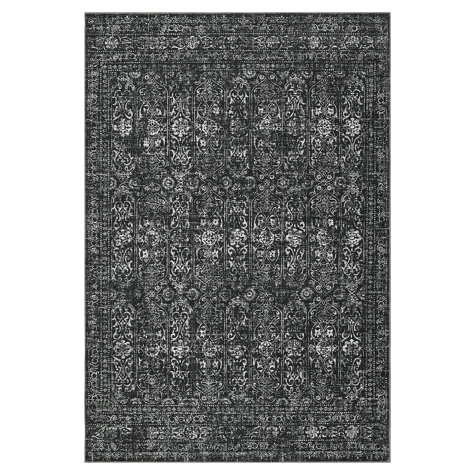 Vintage Area Rug Washable Rug Floral Living Room Rugs Non Slip Low Pile Throw Rugs