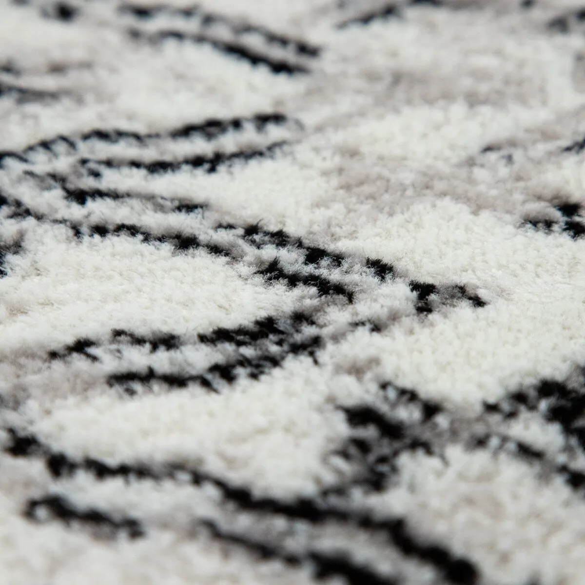Vintage Rug For Living Room In Black White Cream - Modern Boho Design