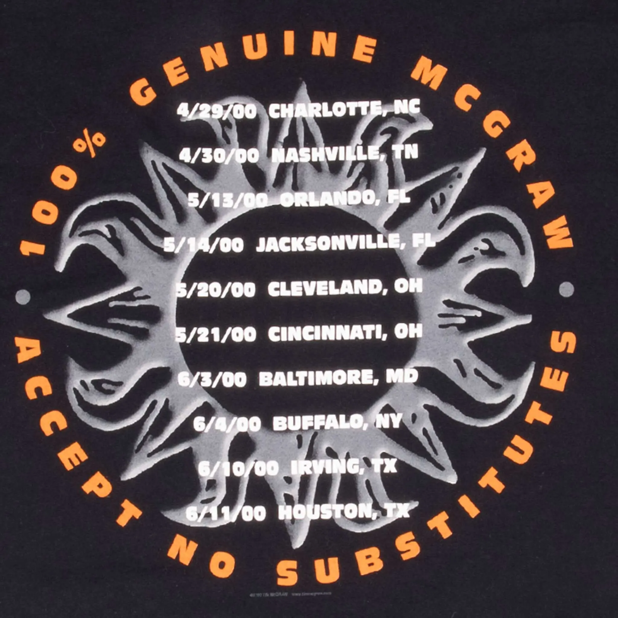 VINTAGE TIM MCGRAW TOUR 2000 TEE SHIRT LARGE