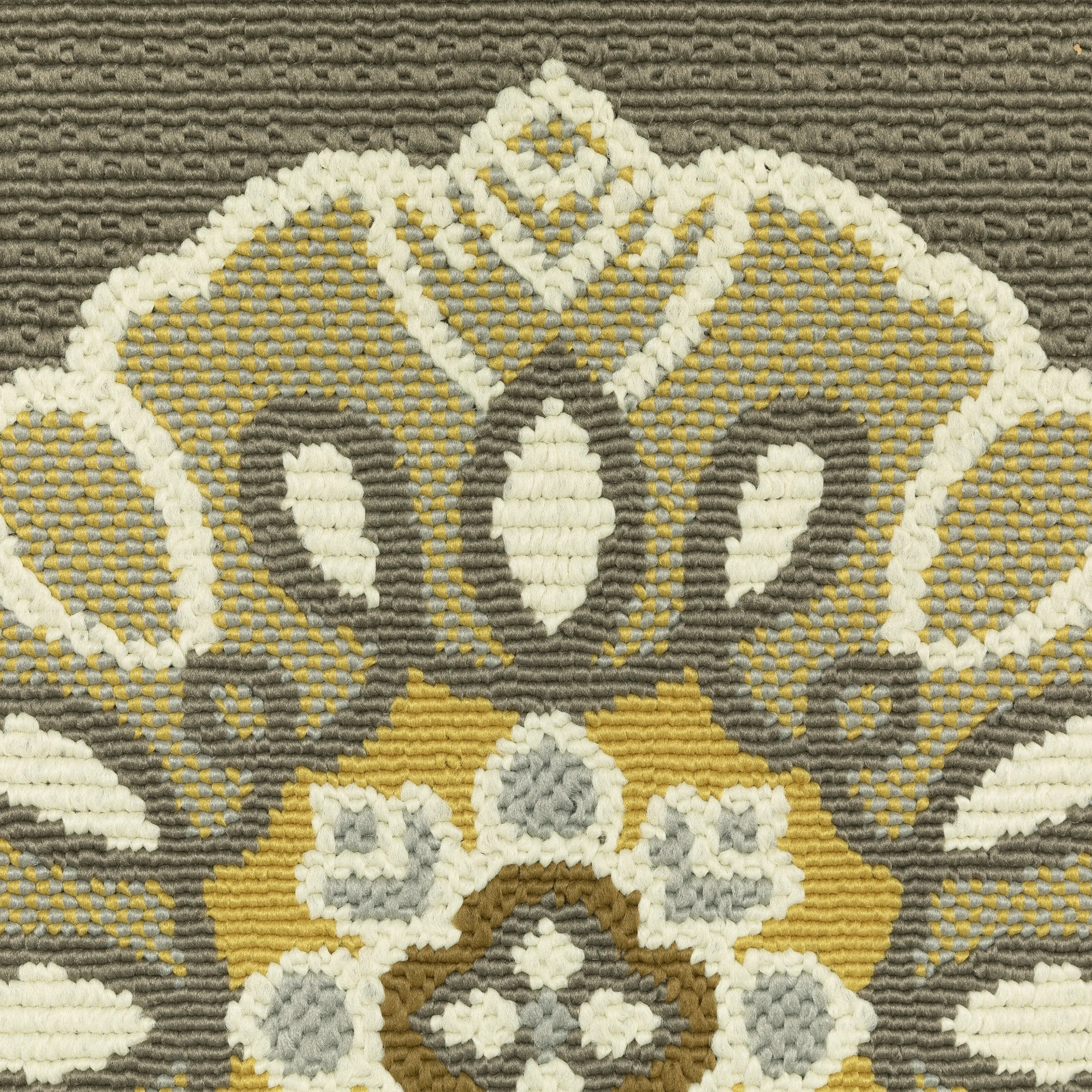 Vista Home Bar Harbour Grey/ Gold Floral Indoor/ Outdoor Area Rug