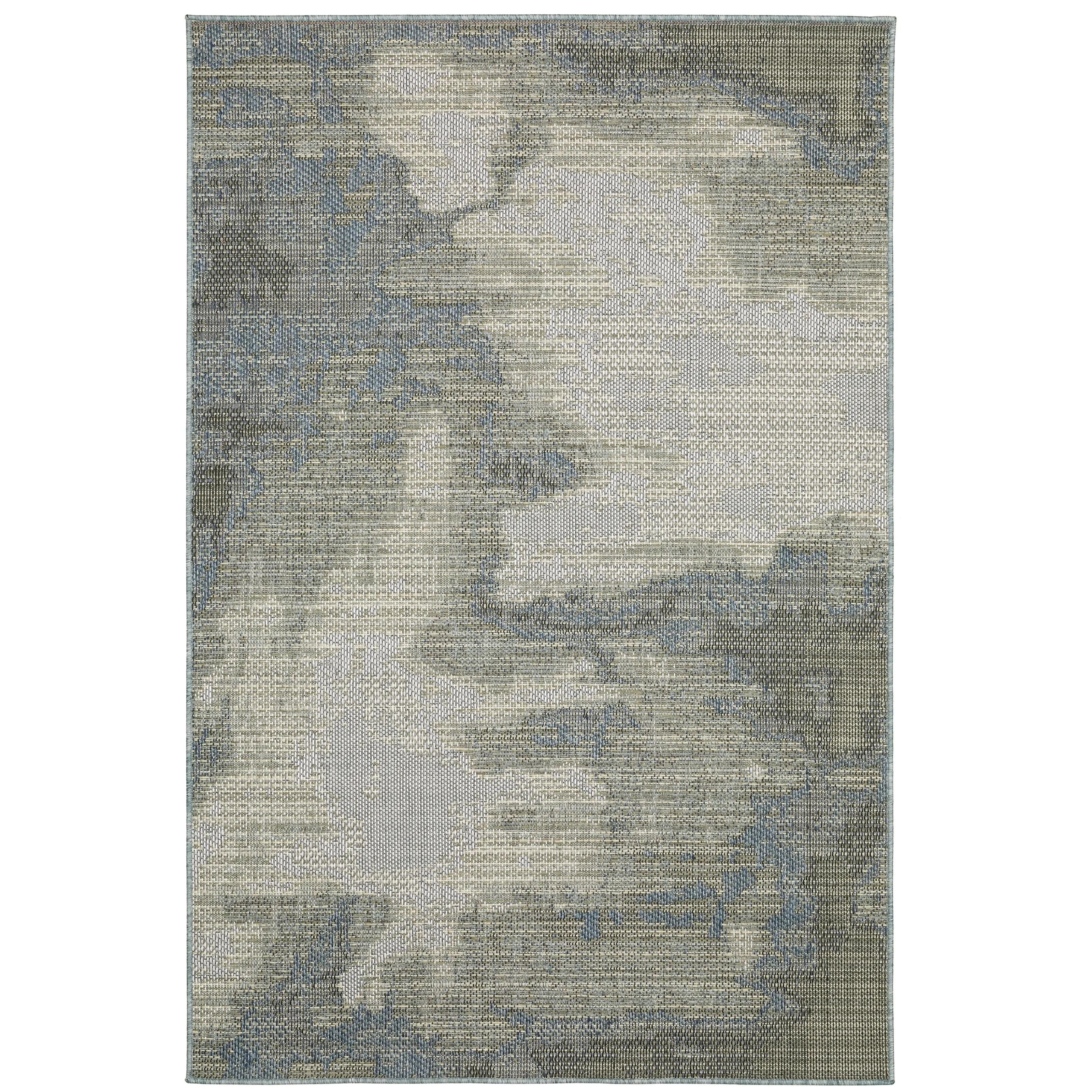 Vista Home Calla Contemporary Abstract Grey/ Blue Indoor/Outdoor Area Rug